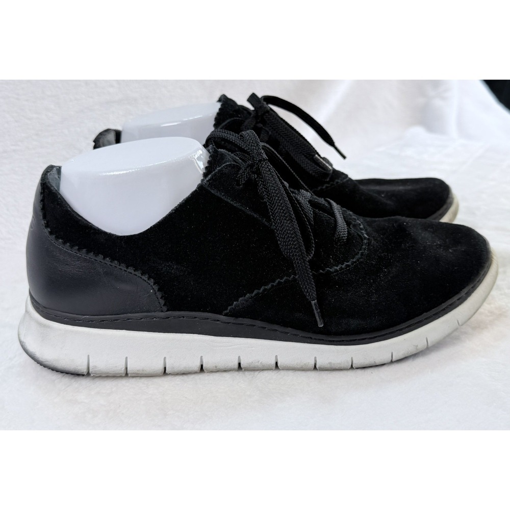Vionic Taylor Womens 9.5 Wide Black Suede Leather Orthotic Comfort Sneakers 355